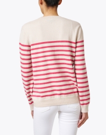 Back image thumbnail - A.P.C. - Phoebe Beige Striped Cashmere Sweater
