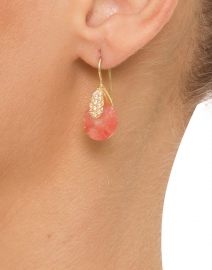 Cherry Quartz and Pave Drop Earrings