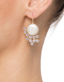 Pearl and Blue Chalcedony Cluster Earrings