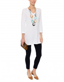 White Textured Cotton Tunic with Side Slits