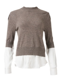 Product image thumbnail - Brochu Walker - Stella Taupe Wool Cashmere Looker Sweater