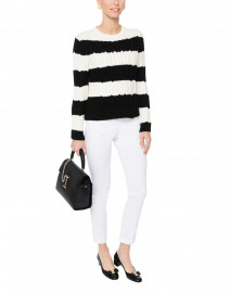 Black and Cream Aran Stitch Merino Sweater