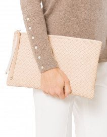 Woven Blush Leather Clutch