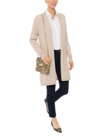 Look image thumbnail - Cortland Park - Sophie Beige Cable Knit Cashmere Cardigan