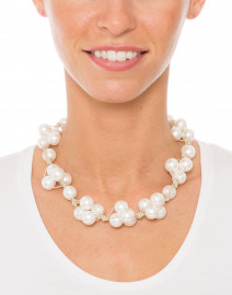 Look image thumbnail - Deborah Grivas - White Pearl Woven Necklace
