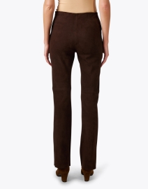 Back image thumbnail - Ecru - Chocolate Brown Suede Stretch Bootcut Pant