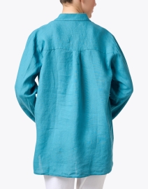Back image thumbnail - Eileen Fisher - Blue Linen Shirt