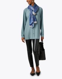 Look image thumbnail - Eileen Fisher - Blue Silk Blouse