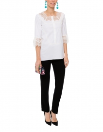 Magda White Stretch Cotton Lace Blouse