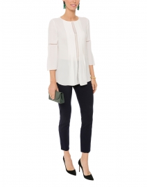 Orion Ivory Silk Blouse with Lace Appliqué