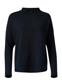 Navy Cotton Funnel Neck Sweater