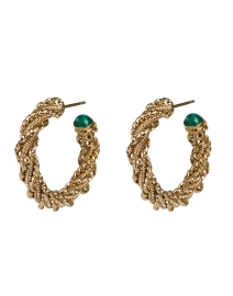Product image thumbnail - Gas Bijoux - Bonnie Green Cabochon Hoop Earrings