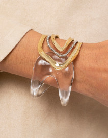 Clear and Gold Orbiting Hinge Bracelet