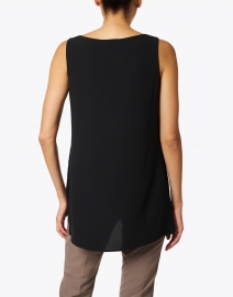 Back image thumbnail - Eileen Fisher - Black Essential Silk Georgette Crepe Shell