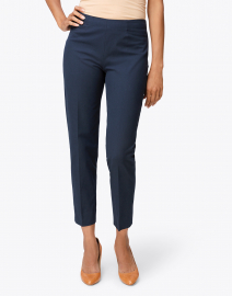 Front image thumbnail - Piazza Sempione - Monia Navy Stretch Cotton Pant