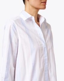 Extra_1 image thumbnail - Purotatto - Blue and White Striped Cotton Shirt