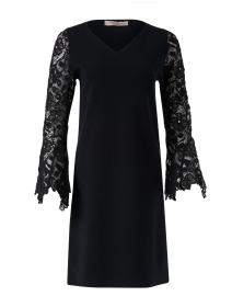 Black Stretch Wool Lace Dress