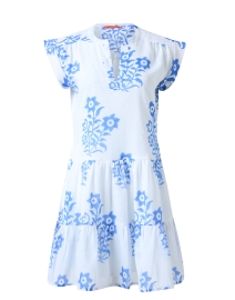 White and Blue Print Cotton Dress
