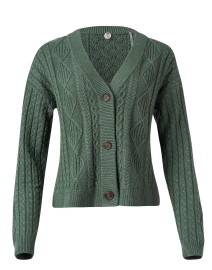 Product image thumbnail - Margaret O'Leary - Killarney Green Cotton Cable Cardigan