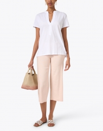 Look image thumbnail - Avenue Montaigne - Alex Blush Pink Stretch Linen Pull On Pant