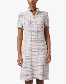 Front image thumbnail - Marc Cain - White Tweed Zipper Front Dress