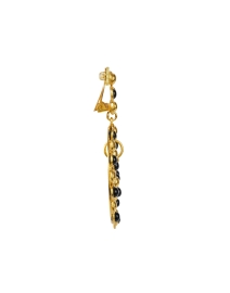 Back image thumbnail - Sylvia Toledano - Large Flower Candies Gold and Onyx Drop Earrings 