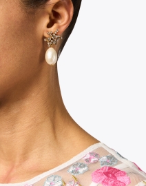 Look image thumbnail - Oscar de la Renta -  Turbillion Crystal and Pearl Drop Earrings