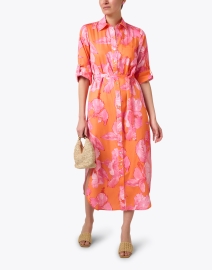 Look image thumbnail - Finley - Alex Orange and Pink Floral Cotton Shirt Dress