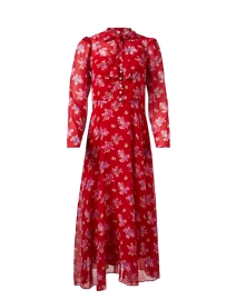 Keira Red Floral Silk Dress