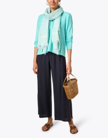 Extra_1 image thumbnail - Eileen Fisher - Aqua Print Cotton Scarf