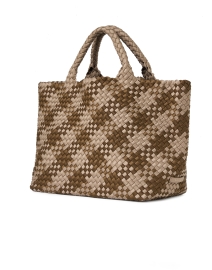 Front image thumbnail - Naghedi - St. Barths Medium Brown Plaid Woven Handbag