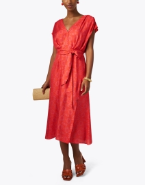 Look image thumbnail - Santorelli - Fara Red Print Silk Wrap Dress