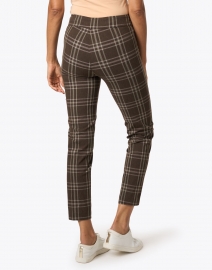 Back image thumbnail - Avenue Montaigne - Pars Brown and White Plaid Stretch Pull On Pant