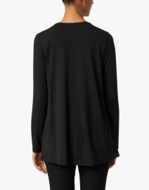 Back image thumbnail - Eileen Fisher - Black Essential Fine Jersey Tunic