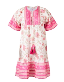 Pink Marigold Print Peasant Dress