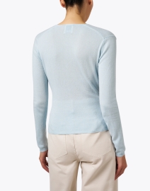 Back image thumbnail - Allude - Blue Wool Cashmere Wrap Sweater 