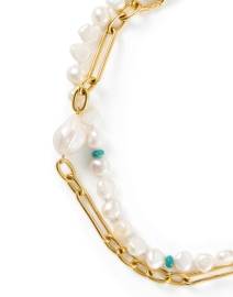 Front image thumbnail - Lizzie Fortunato - Harbor Turquoise and Pearl Link Necklace