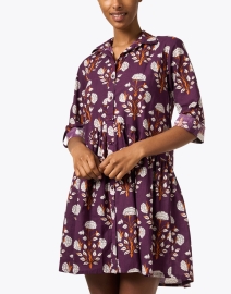 Front image thumbnail - Ro's Garden - Deauville Purple Printed Shirt Dress