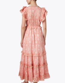 Back image thumbnail - Bell - Paris Peach Floral Cotton Silk Dress