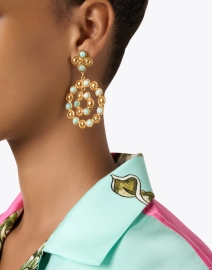 Look image thumbnail - Sylvia Toledano - Flower Candies Gold and Green Drop Earrings 