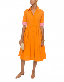 Clem Orange and Pink Colorblock Cotton Shirt Dress