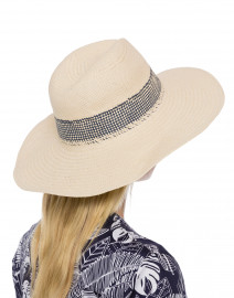 Natural with Navy Gingham Inset Hat