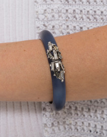 Ocean Blue Crystal Baguette Cluster Hinge Bracelet