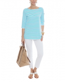 Phare White and Turquoise Striped Shirt