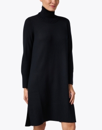 Front image thumbnail - Eileen Fisher - Ash Black Wool Sweater Dress