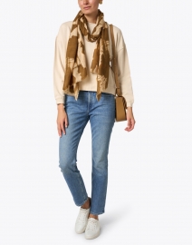 Extra_1 image thumbnail - Amato - Camel Abstract Print Wool Silk Scarf