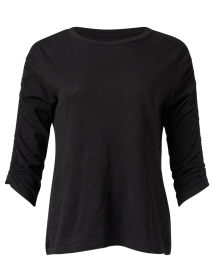 Black Jersey Ruched Sleeve Tee