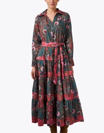 Front image thumbnail - Figue - Shelby Green Multi Floral Cotton Shirt Dress