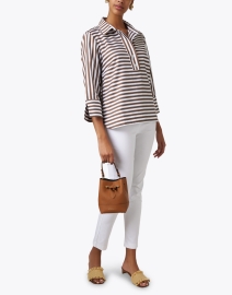 Look image thumbnail - Hinson Wu - Aileen Brown and White Striped Cotton Top