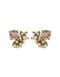 Product image thumbnail - Oscar de la Renta - Crystal and Pearl Bouquet Earrings